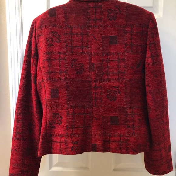 Vintage Coldwater Creek Women's Red Tapestry Jacket Suit Coat Shoulder Pads - Picture 4 of 10